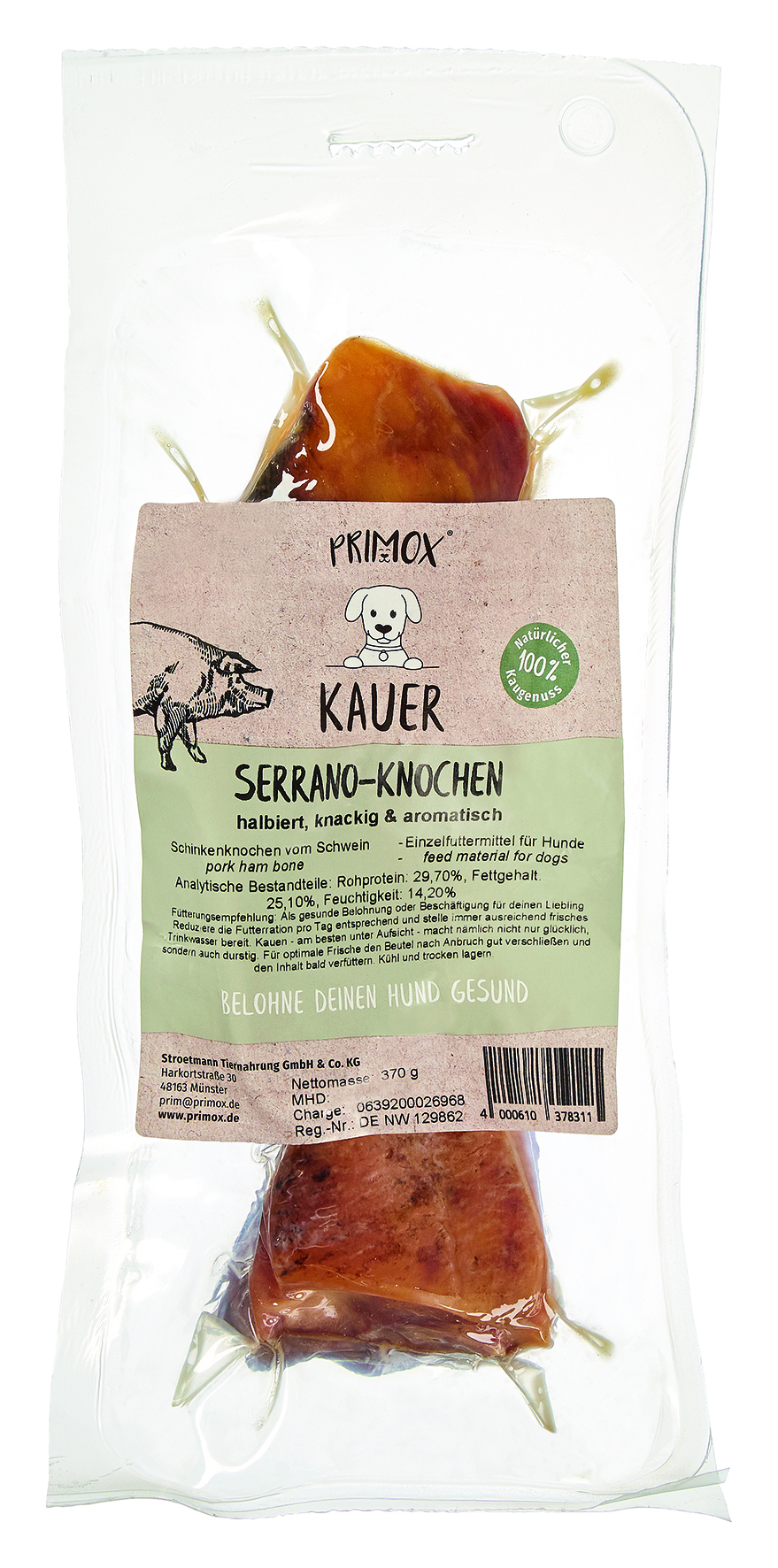 Primox - Serrano Knochen halbiert 370g - 1 x 370 g - 3