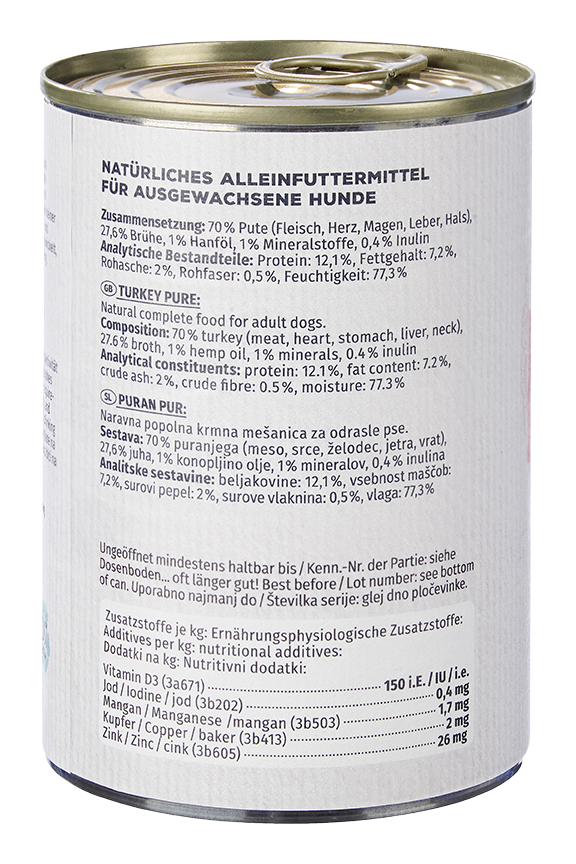 Primox - Hunde Nassfutter Pute PUR 6 x 400G - 6 x 400 g - 3