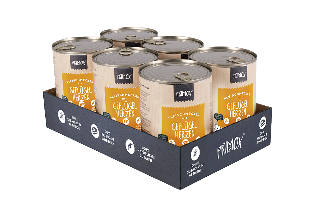 Primox - Hunde Nassfutter mit Geflügelherzen 6 x 400g - 6 x 400 g - 7