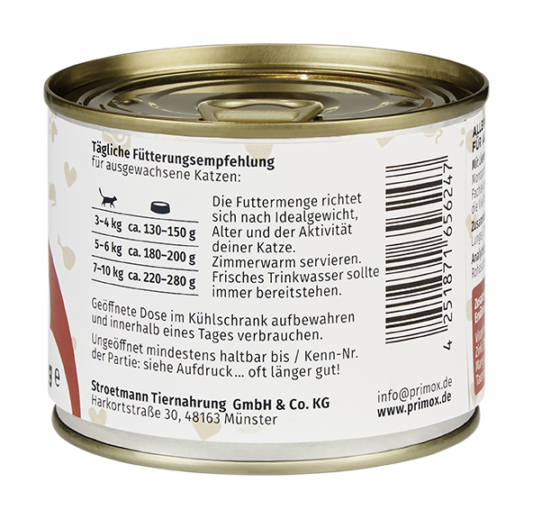 Primox - Katzenfutter Rind mit Kürbis 6x200g - 6 x 200 g - 3