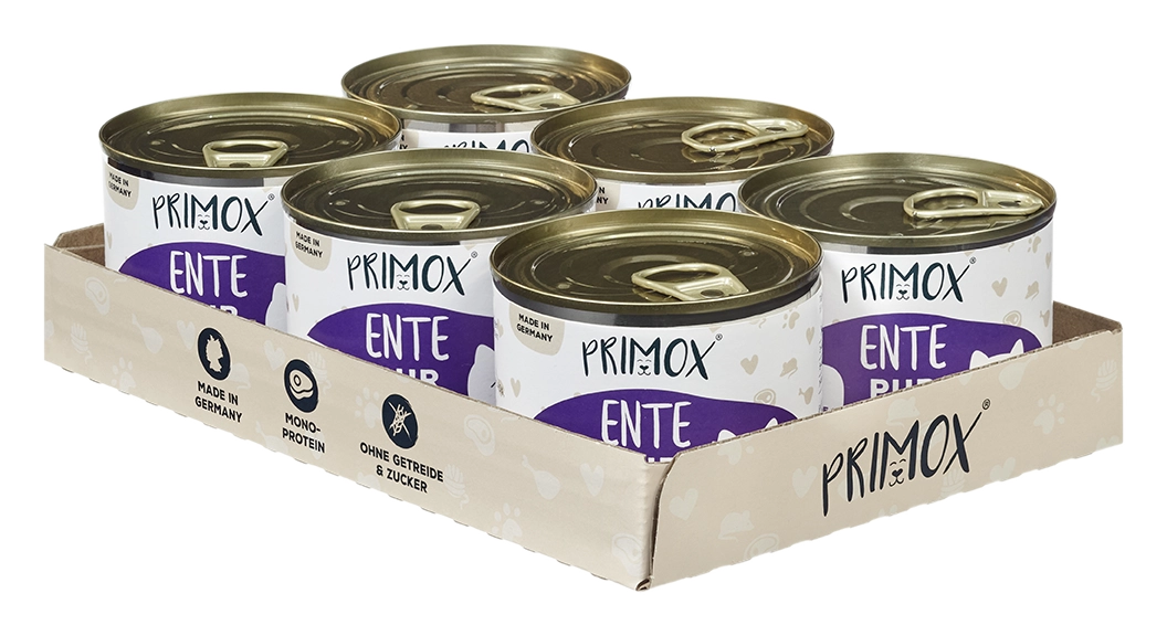 Primox - Katzenfutter Ente Pur 6x200g - 6 x 200 g - 6