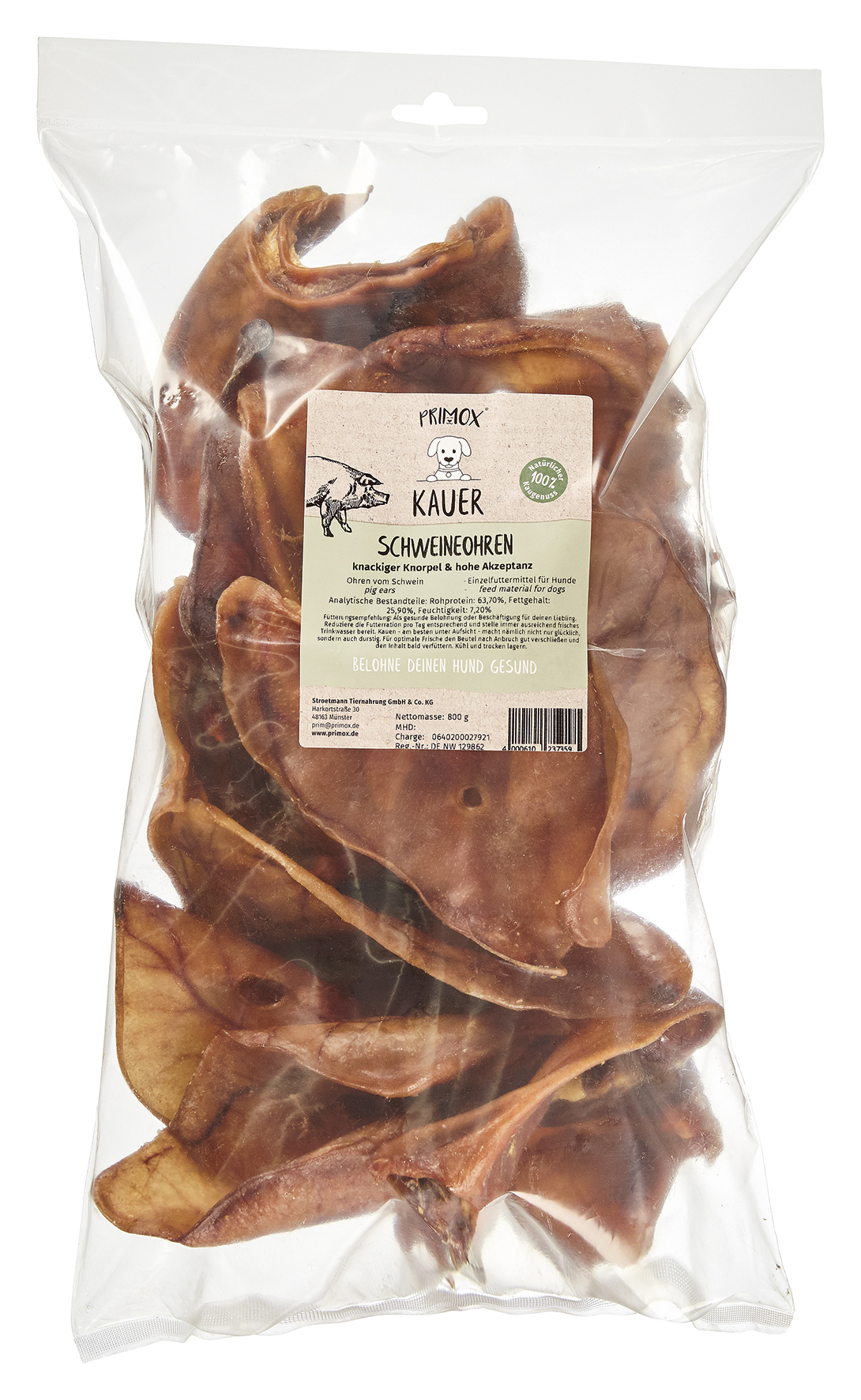 Primox - Schweineohren 800g - 1 x 800 g - 1