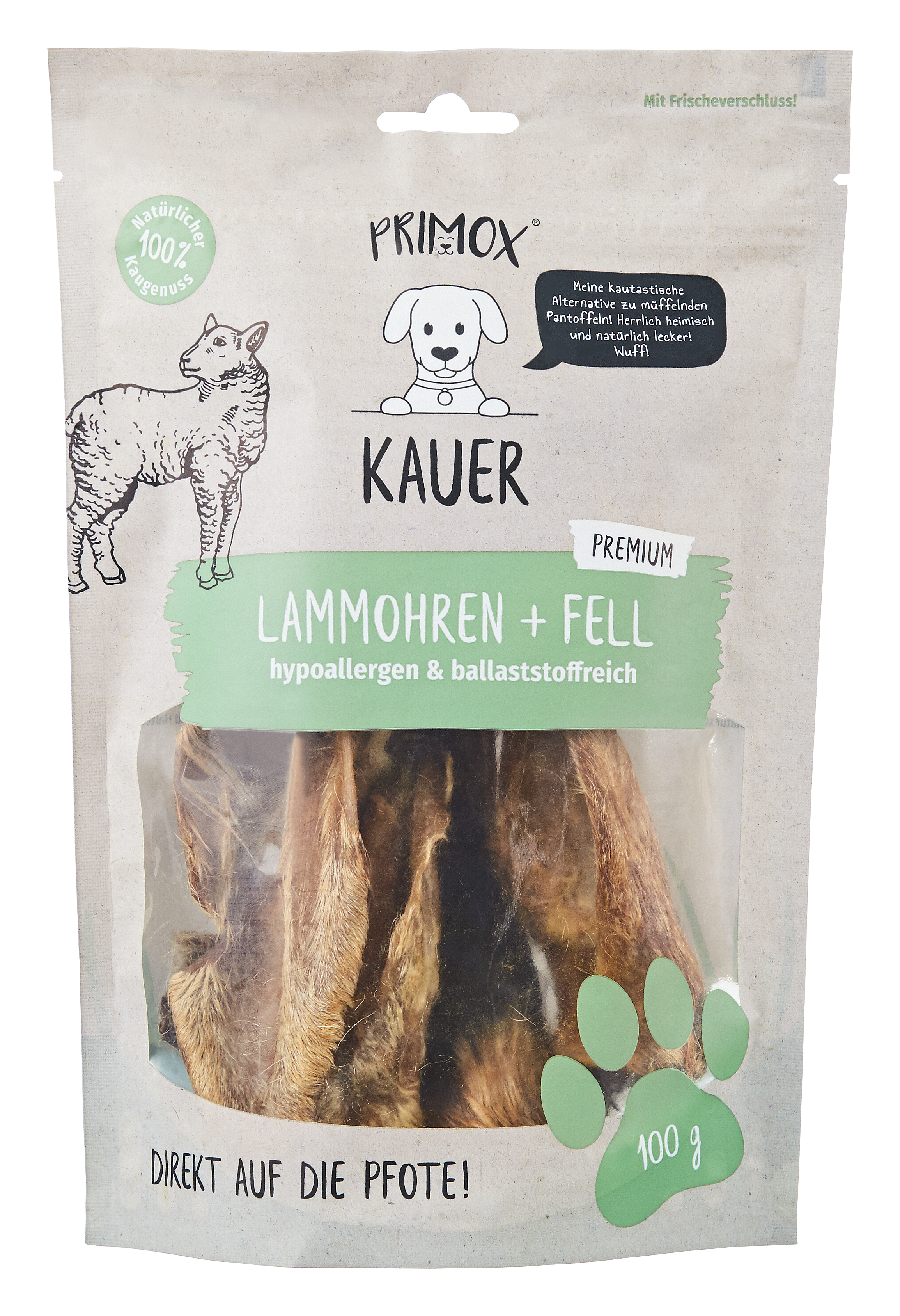 Lammohren mit Fell 100g