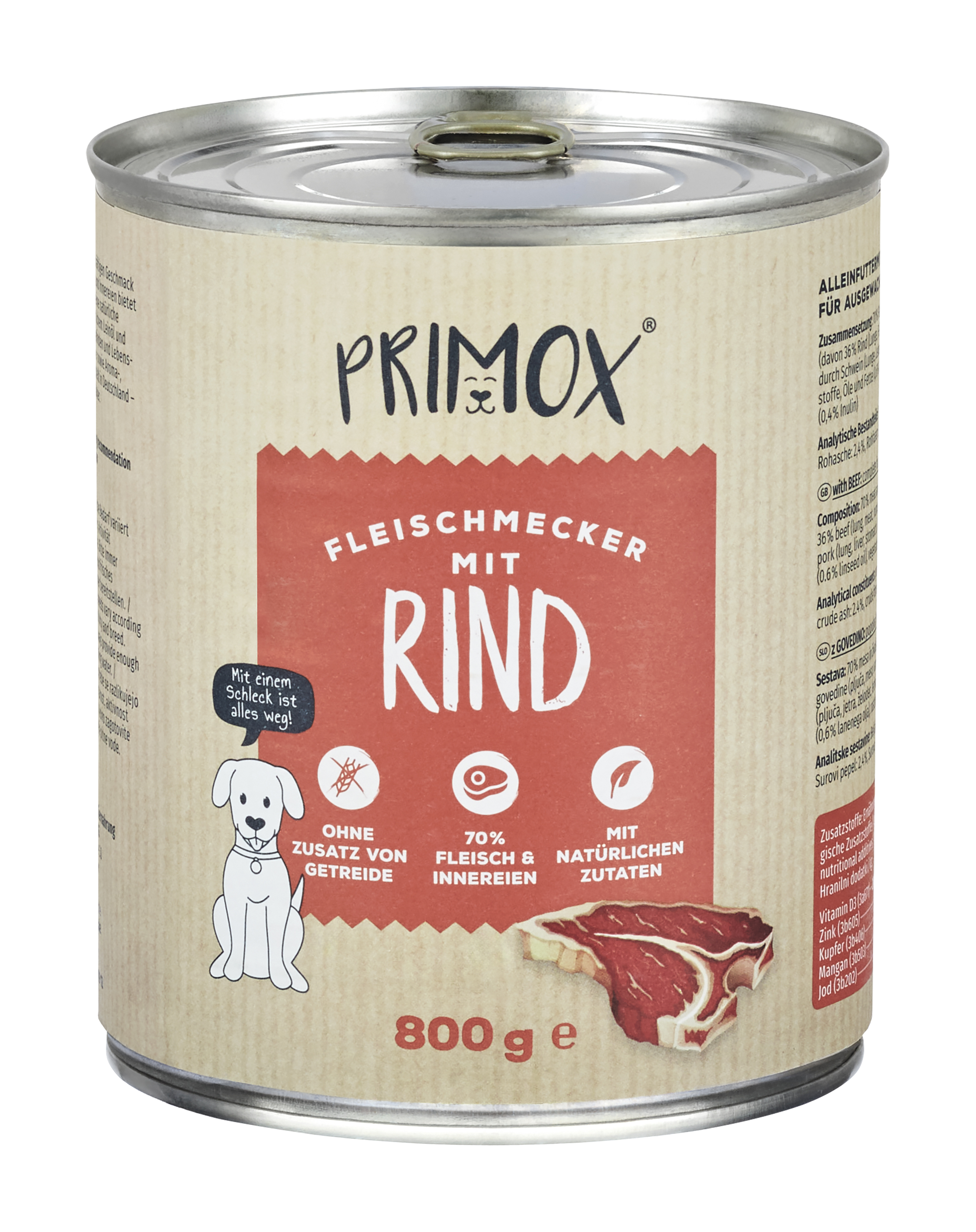 Hunde Nassfutter mit Rind 6 x 800g