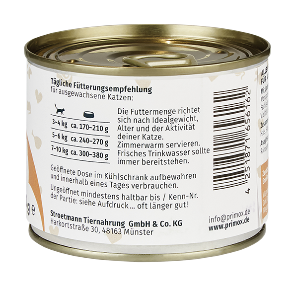 Primox - Katzenfutter Huhn mit Süßkartoffel 6x200g - 6 x 200 g - 3