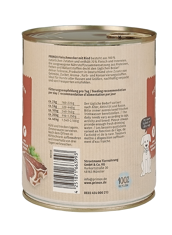 Primox - Hunde Nassfutter mit Rind 6 x 800g - 6 x 800 g - 4