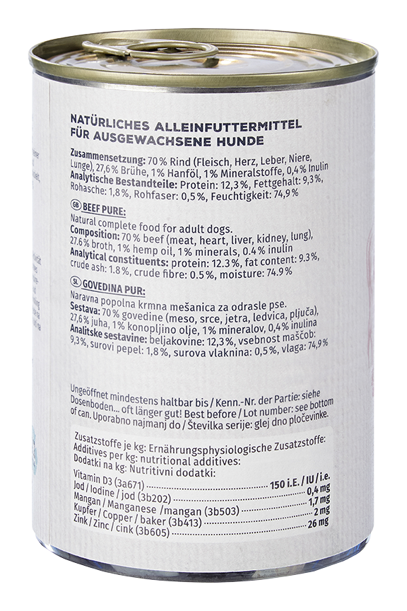 Primox - Hunde Nassfutter Rind PUR 6 x 400G - 6 x 400 g - 3