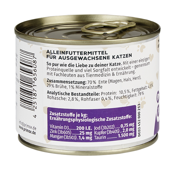 Primox - Katzenfutter Ente Pur 6x200g - 6 x 200 g - 2