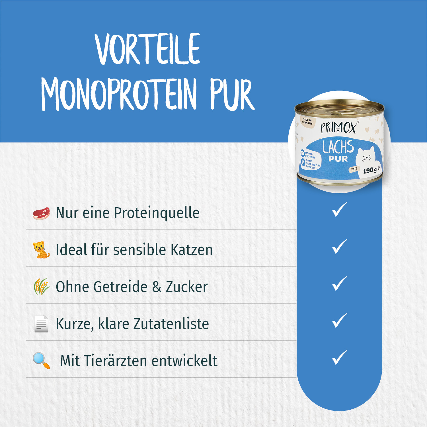 Primox - Katzenfutter Lachs Pur 6x190g - 6 x 190 g - 3