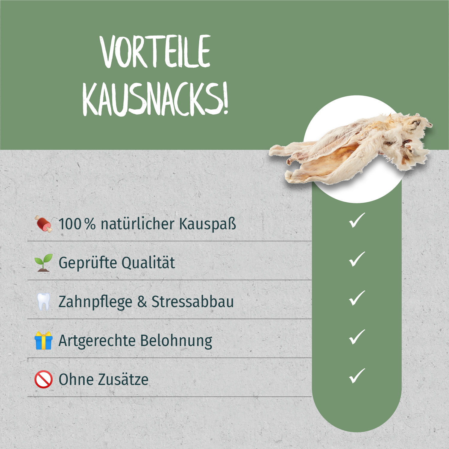 Primox - Kaninchenohren mit Fell 100g - 1 x 100 g - 4
