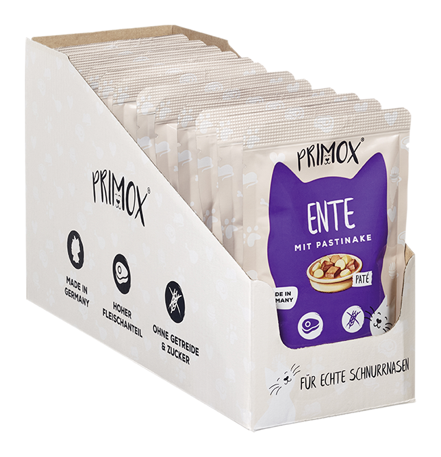 Primox - Katzennassfutter Ente 85g Pouch - 12 x 85 g - 6