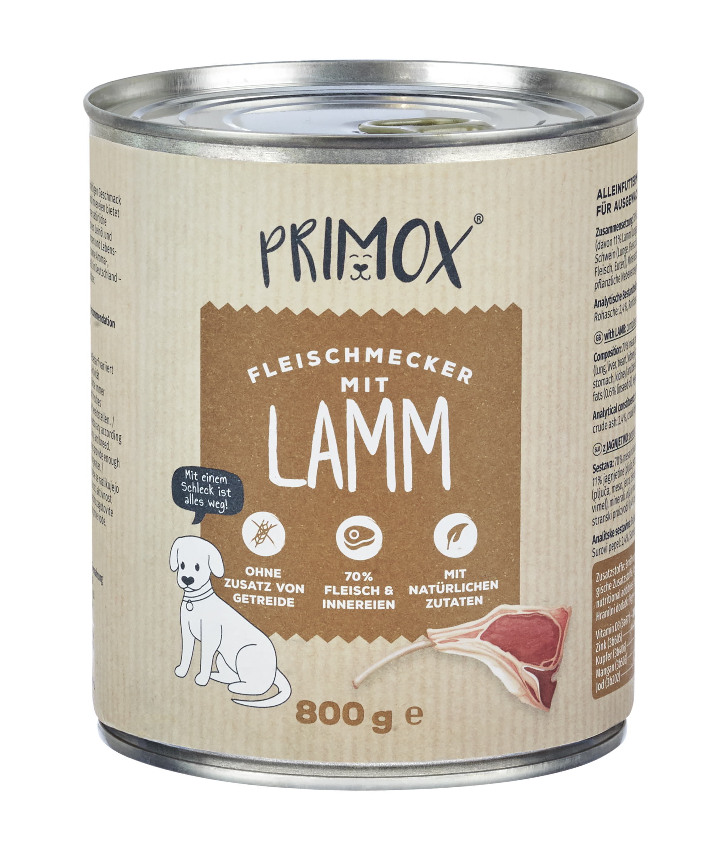 Primox - Hunde Nassfutter mit Lamm 6 x 800g - 6 x 800 g - 1