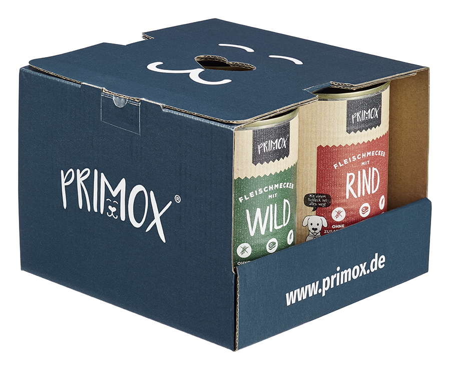 Primox - Hund Nassfutter Best-of-Fleischmecker 4 x 400g - 1 x 1.6 kg - 1