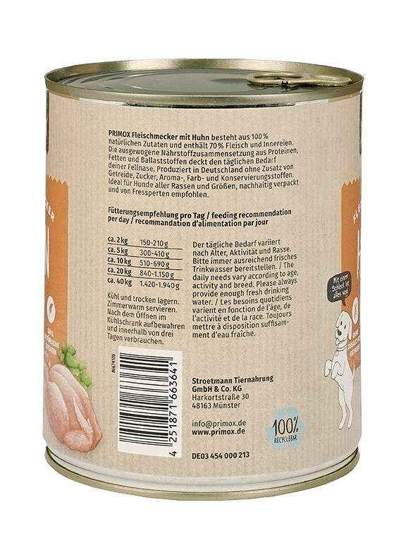Primox - Hunde Nassfutter mit Huhn 6 x 800g - 6 x 800 g - 6