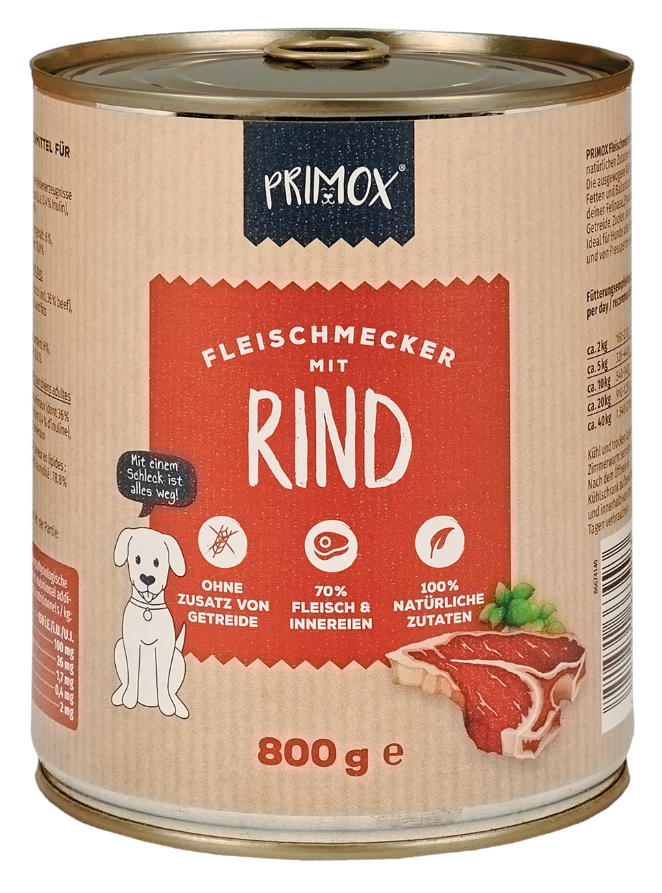 Hunde Nassfutter mit Rind 6 x 800g