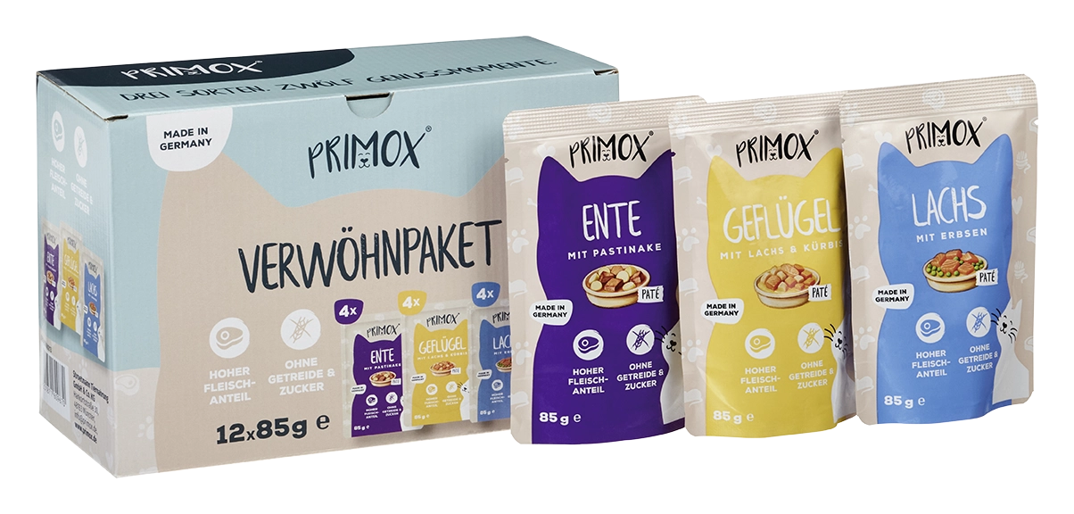 Primox - Katzennassfutter Multipack Verwöhnpaket 12 Poches - 1 x 1.02 kg - 4