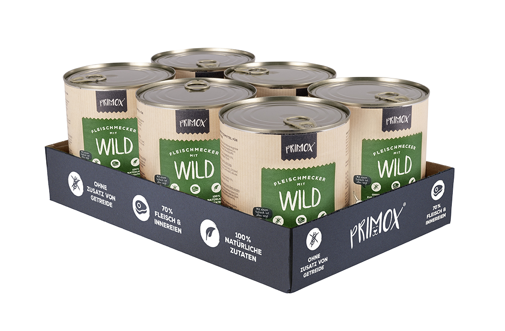Primox - Hunde Nassfutter mit Wild 6 x 800g - 6 x 800 g - 6