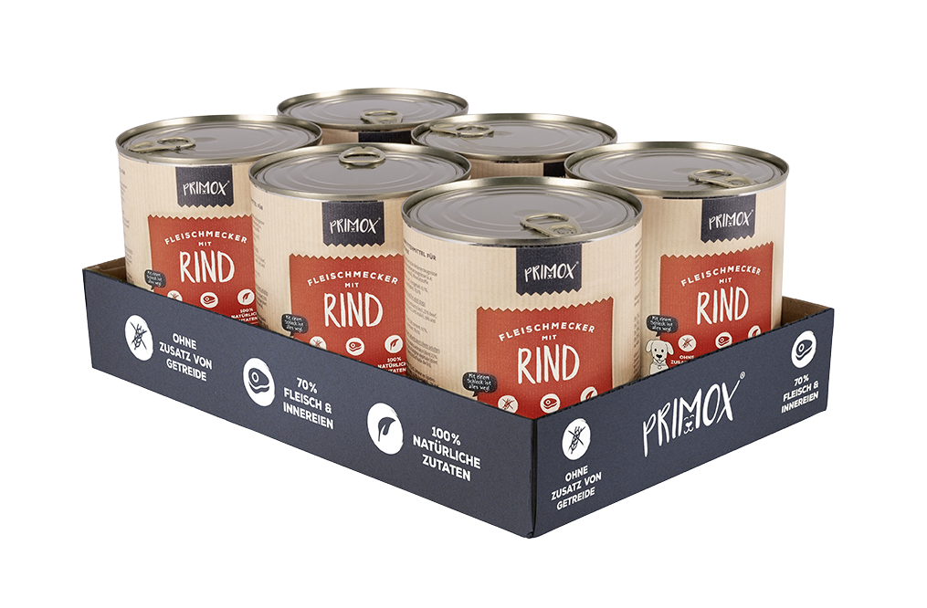Primox - Hunde Nassfutter mit Rind 6 x 800g - 6 x 800 g - 3
