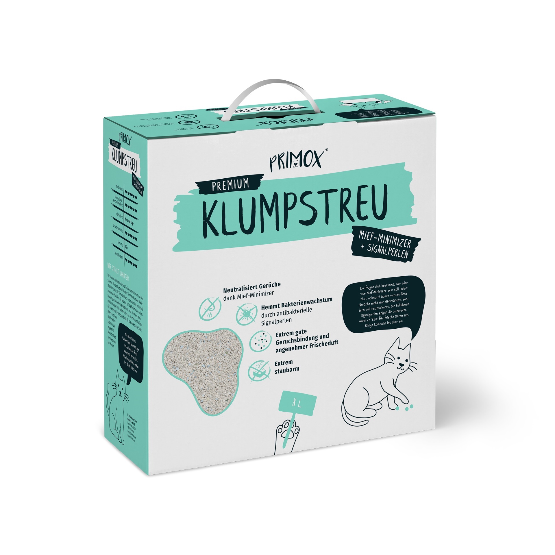 Primox - Premium Katzenstreu Mief-Minimizer + Signalperlen 3 x 8L - 3 x 8 Liter - 2