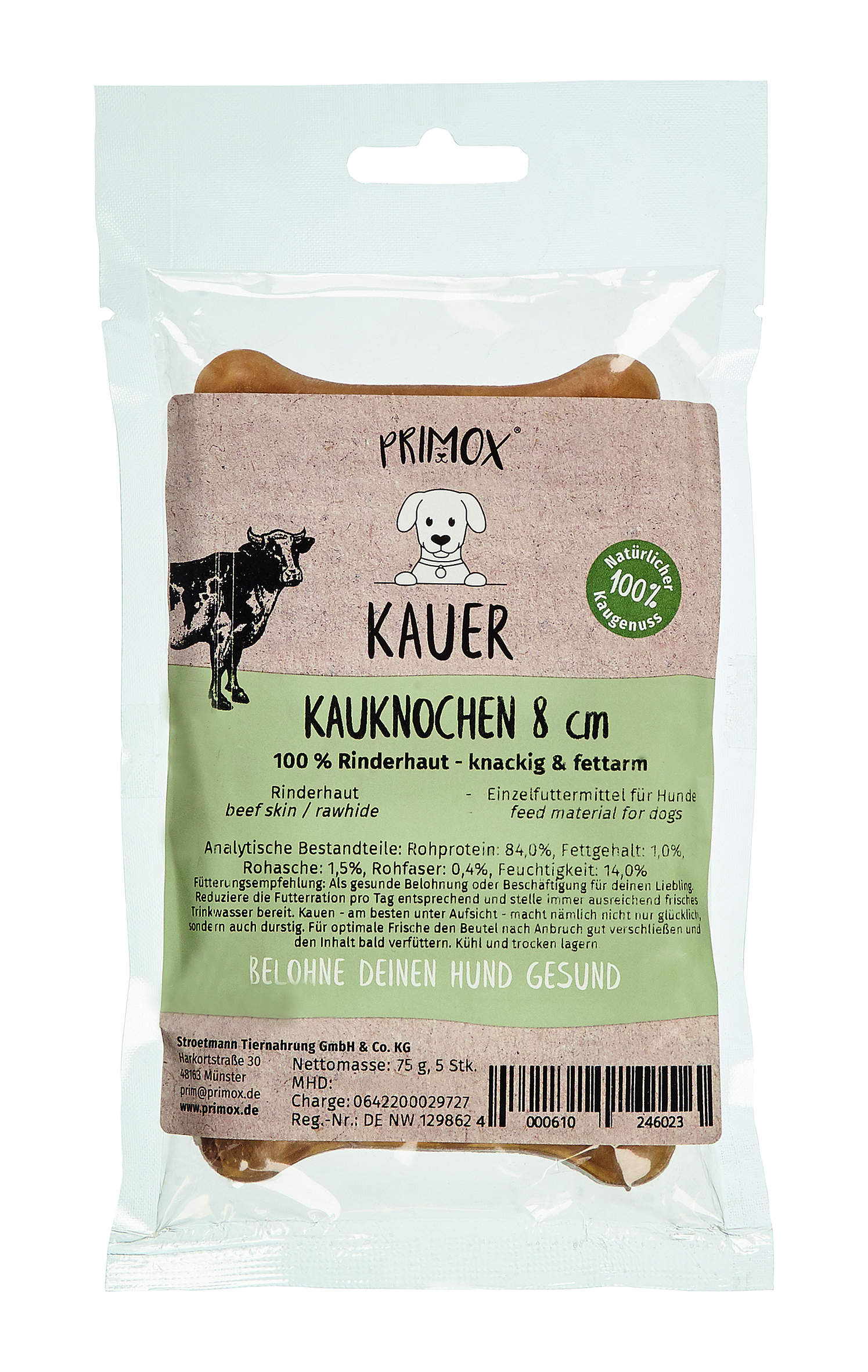 Primox - Kauknochen 8cm 75g - 1 x 75 g - 1