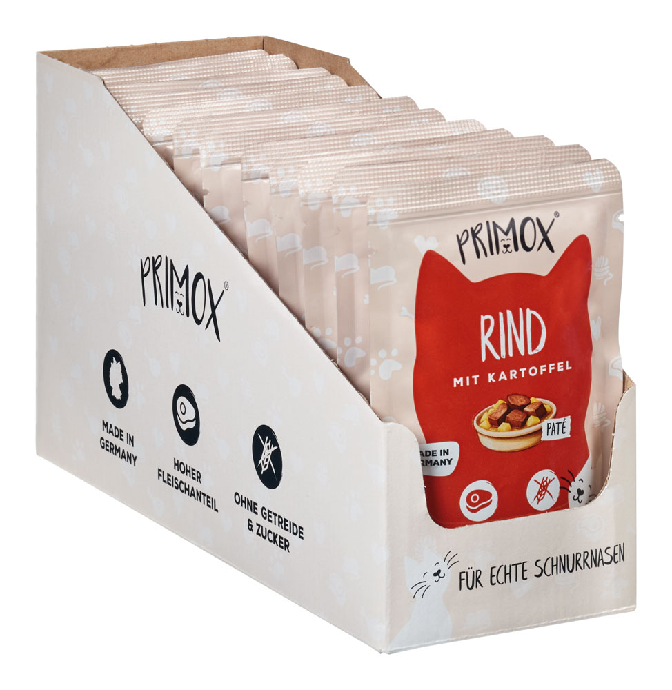 Primox - Katzennassfutter Rind 85g Pouch - 12 x 85 g - 8