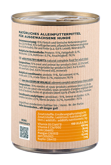 Primox - Hunde Nassfutter mit Geflügelherzen 6 x 400g - 6 x 400 g - 5