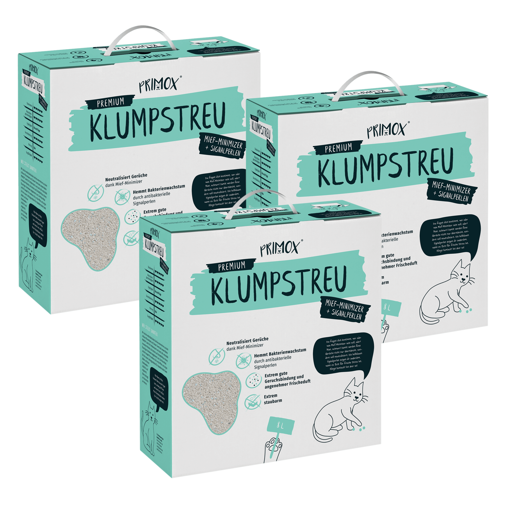 Premium Katzenstreu Mief-Minimizer + Signalperlen 3 x 8L