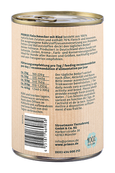 Primox - Hunde Nassfutter mit Rind 6 x 400g - 6 x 400 g - 5