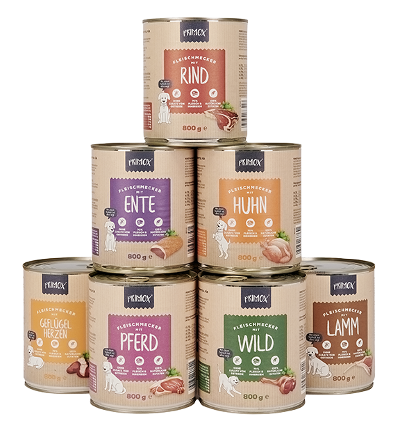 Primox - Hunde Nassfutter mit Geflügelherzen 6 x 800g - 6 x 800 g - 3