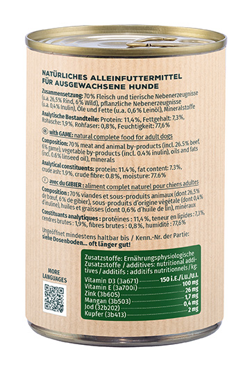 Primox - Hunde Nassfutter mit Wild 6 x 400g - 6 x 400 g - 3